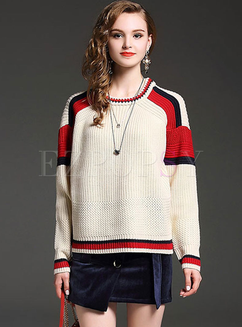 Hit Color Splicing Knitted Sweater