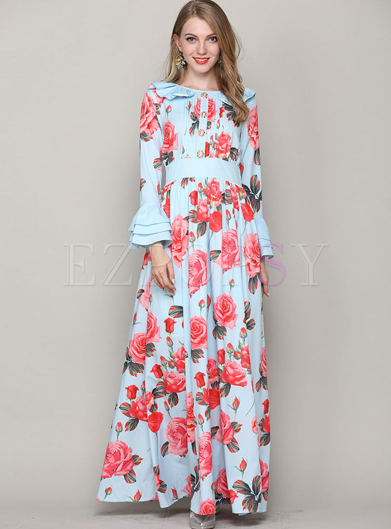 flare sleeve maxi dress