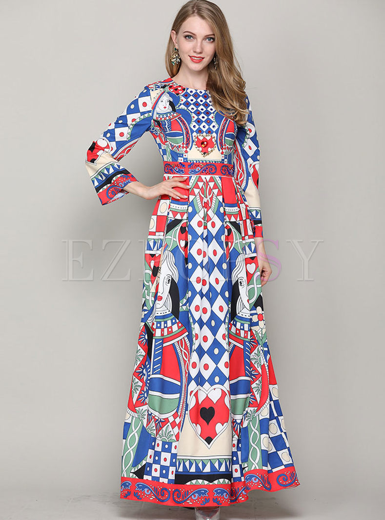 Dresses | Maxi Dresses | Nail Drill Big Hem Floral Print Maxi Dress