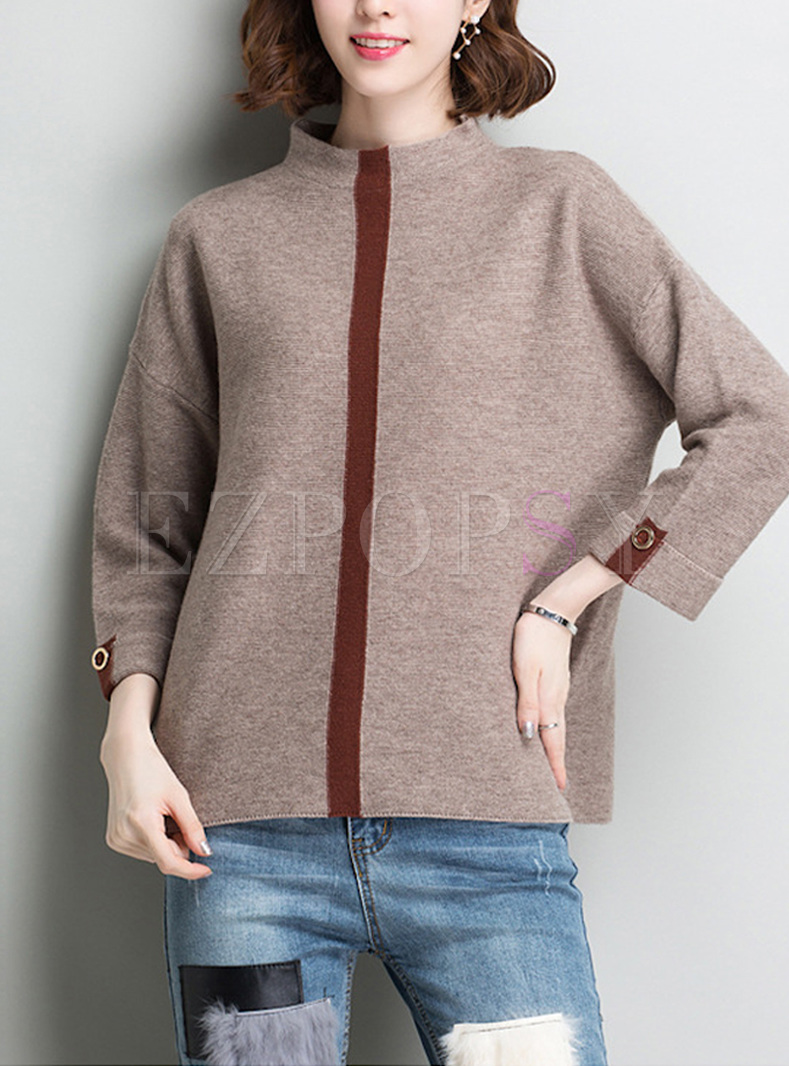 Brief Loose Color-blocked Sweater