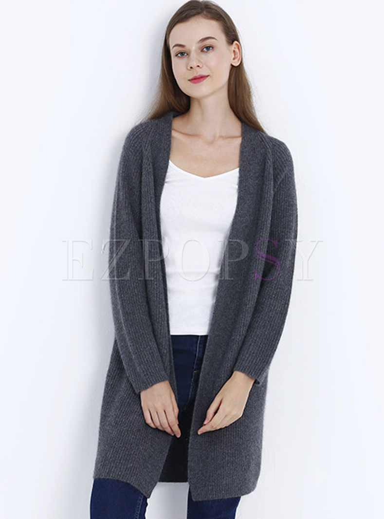 Causal V-neck Loose Knitted Coat