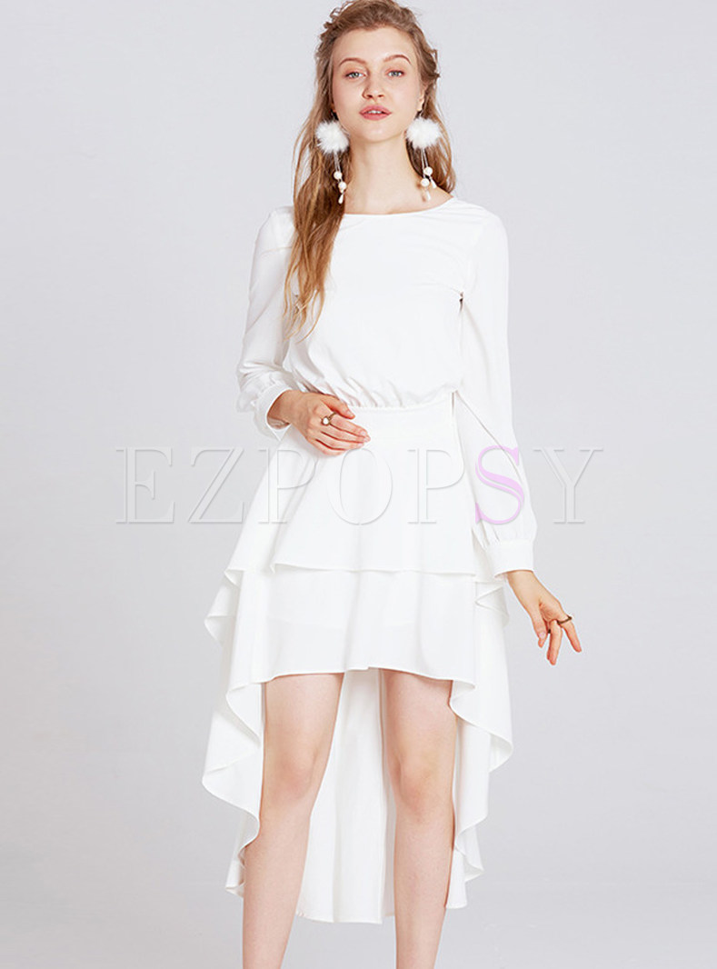 white long skater dress