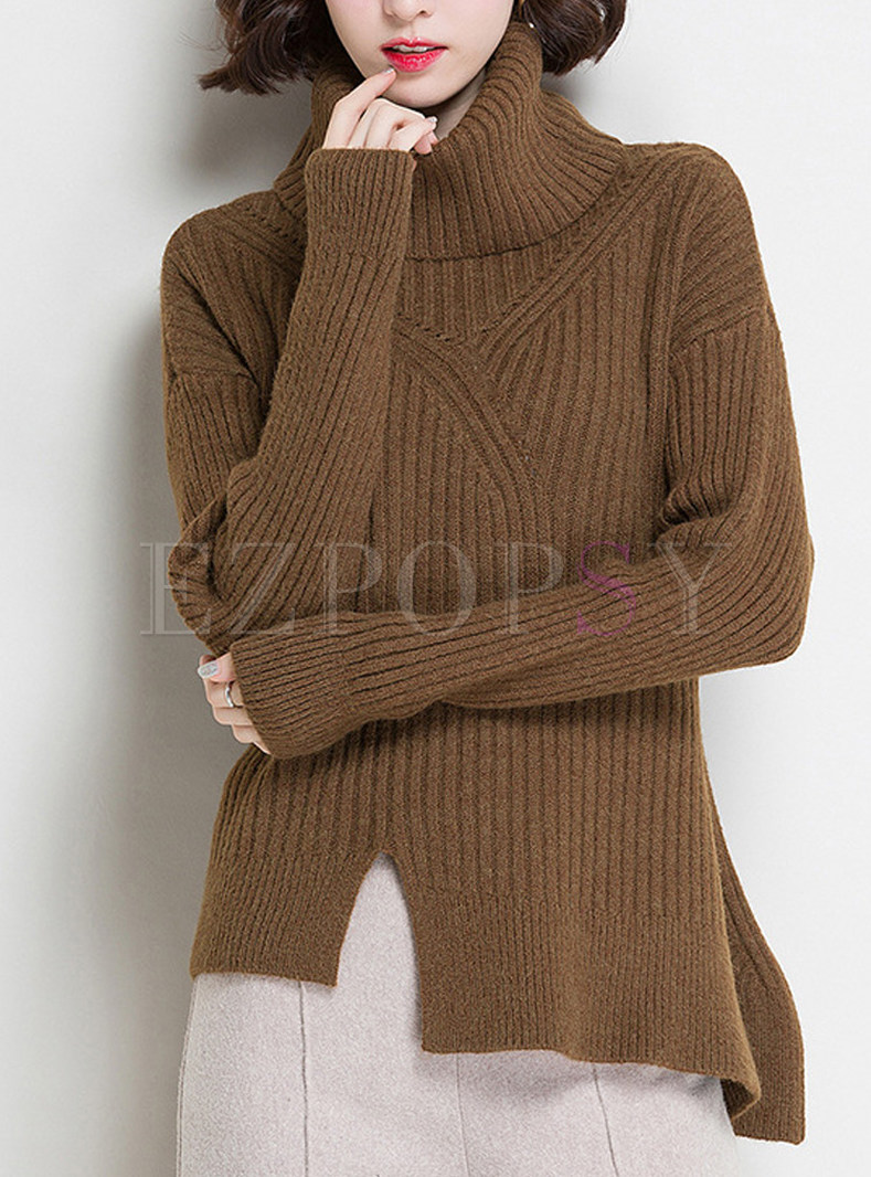 Sweet Double-deck Collar Asymmetric Sweater