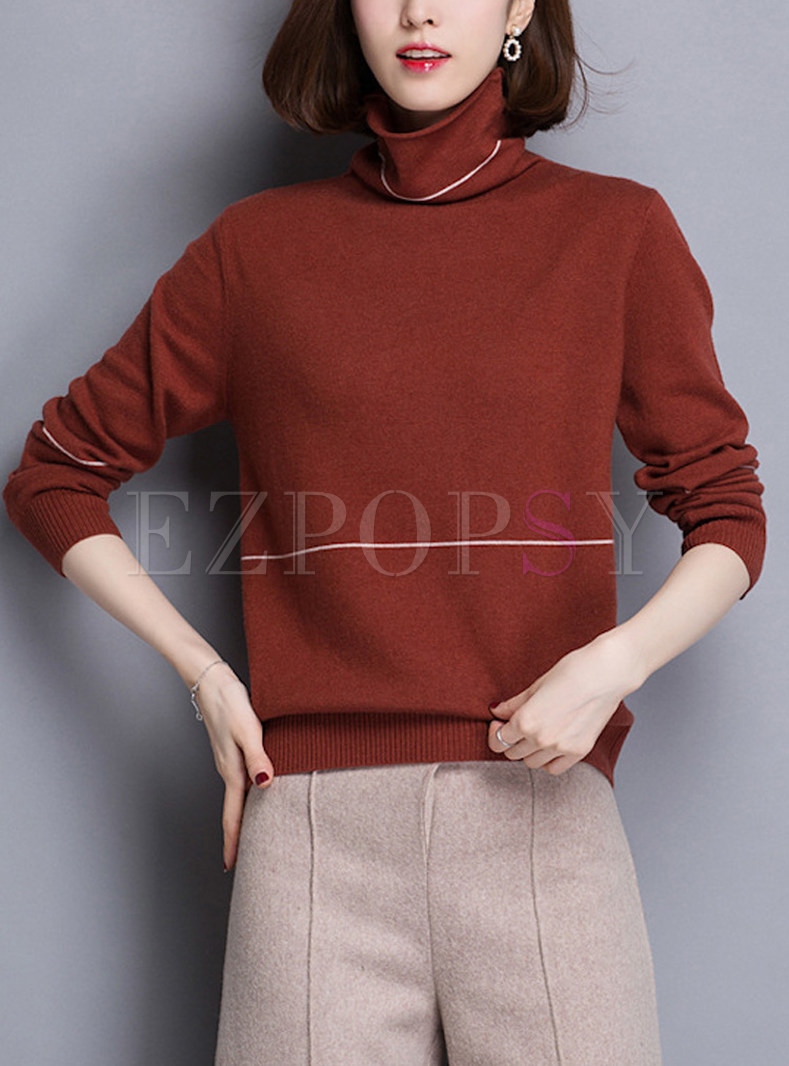 Chic Turtle Neck Warm Knitted Sweater