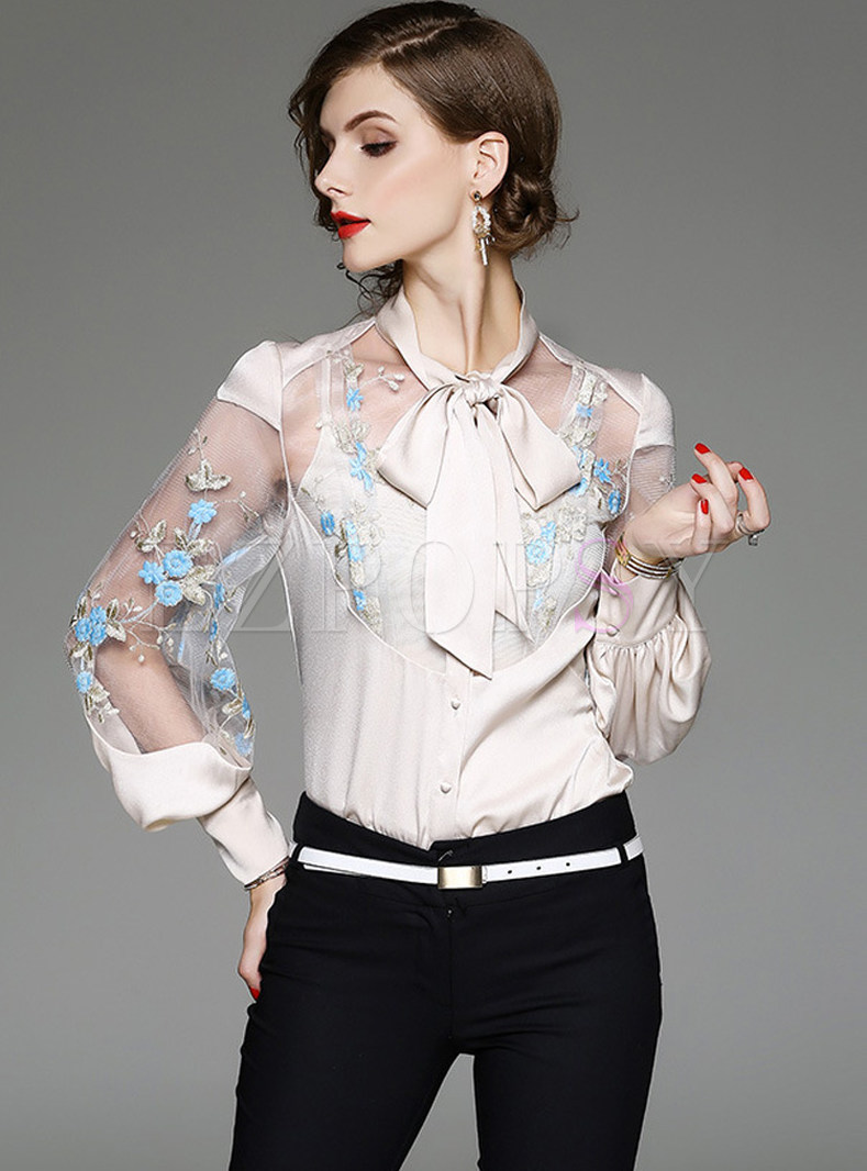 Tops | Blouses | Sexy See Through Embroidery Blouse