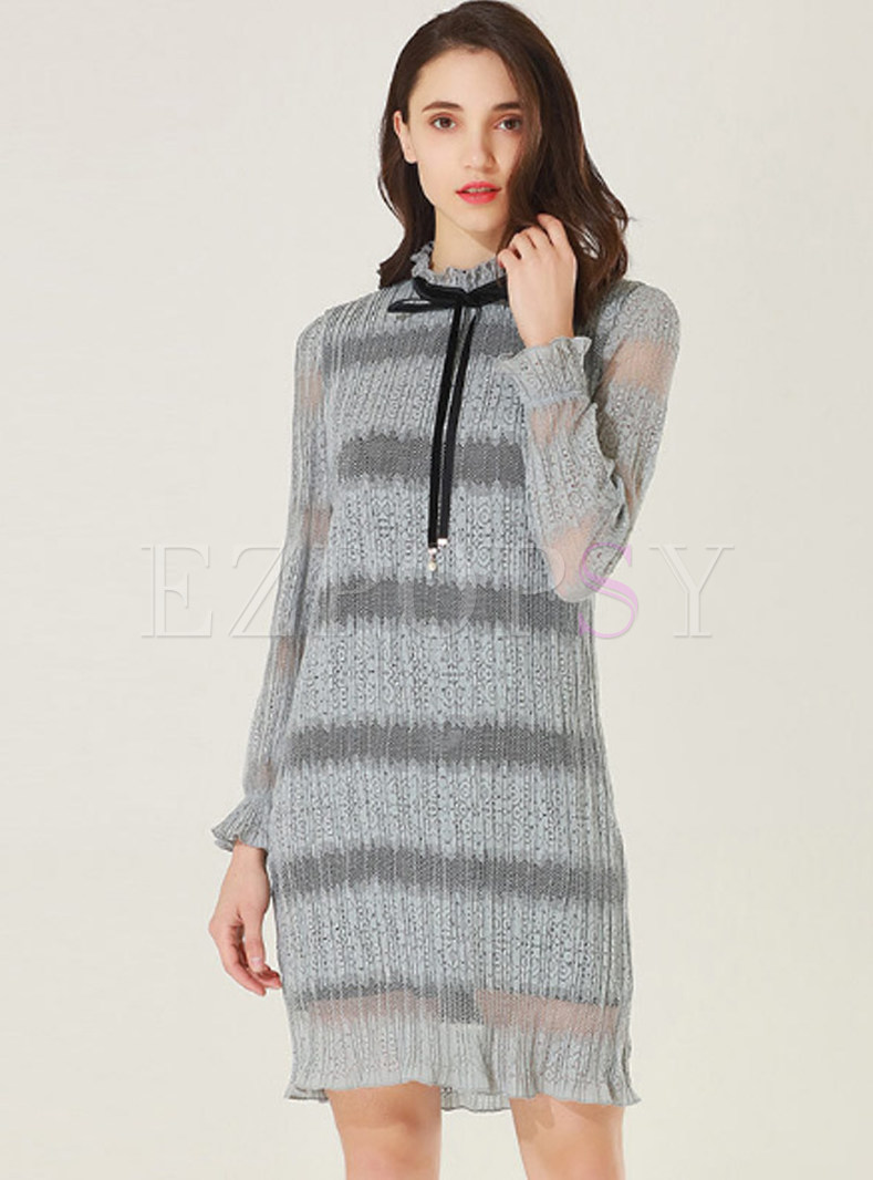Stylish Striped Hit Color Shift Dress