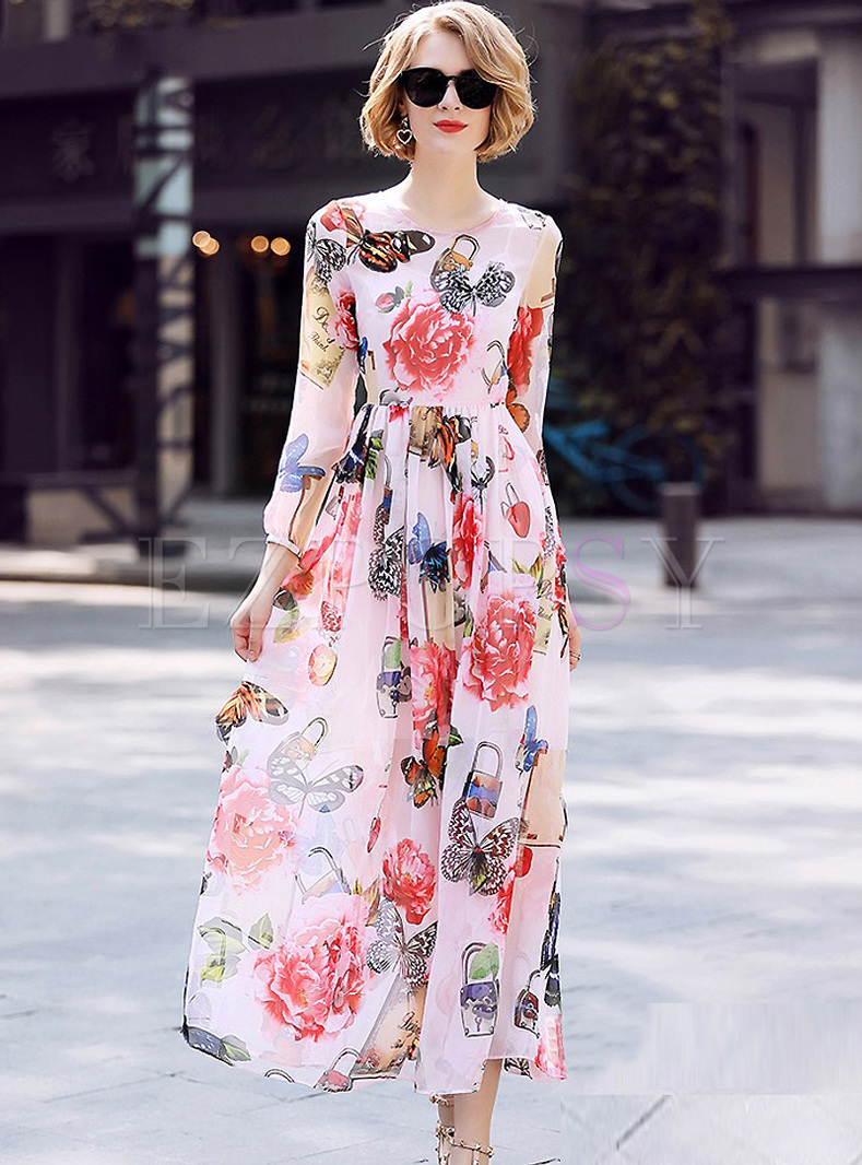 Street Multicolor Print Maxi Dress