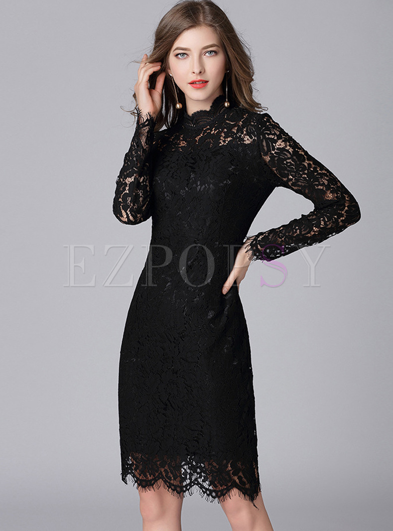 Black Sexy Lace Slim Bodycon Dress