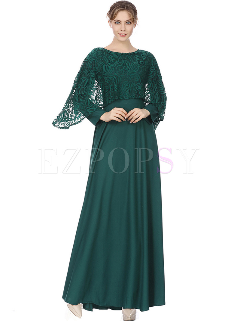 maxi dress with cape sleeves