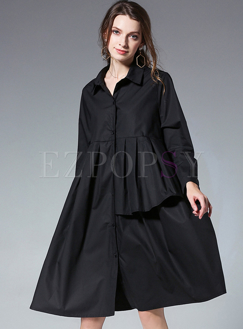 black oversized shirt dress