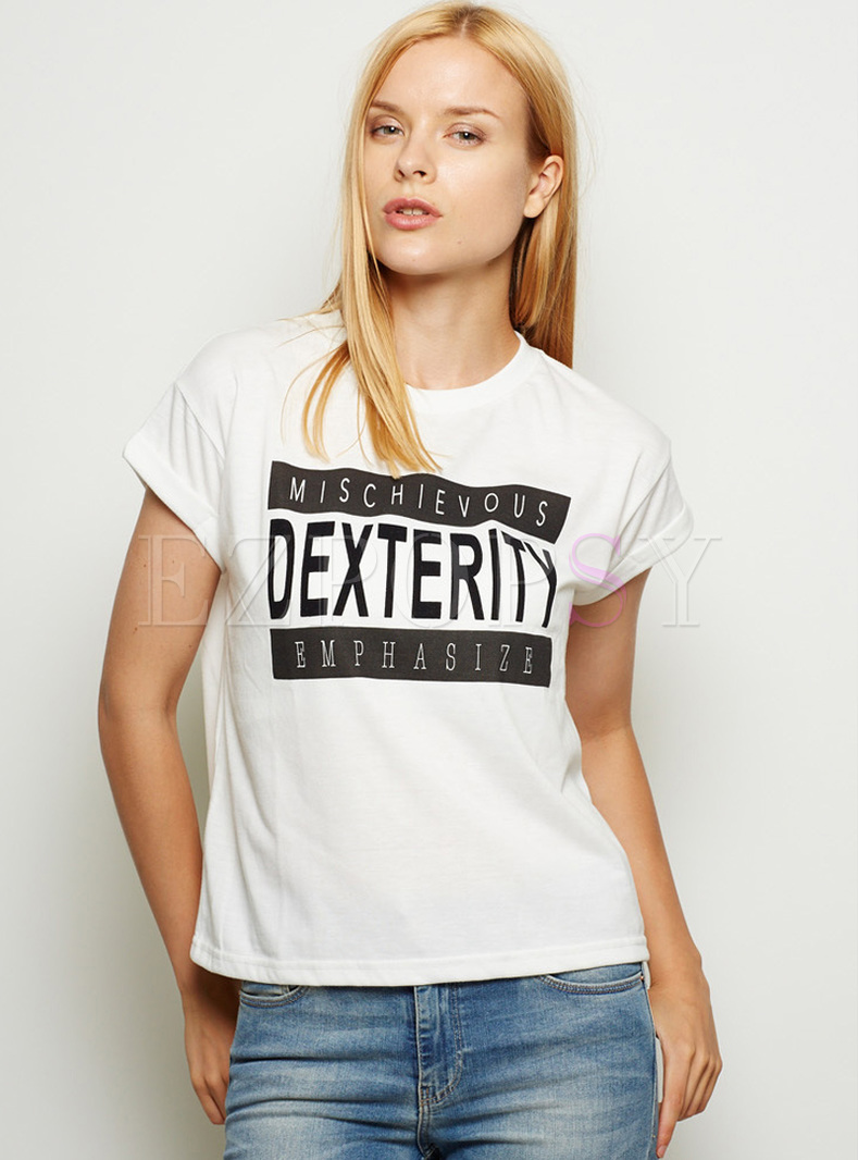 Chic Letter Print Loose T-shirt