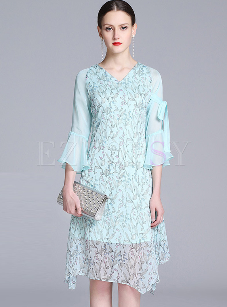 blue lace a line dress