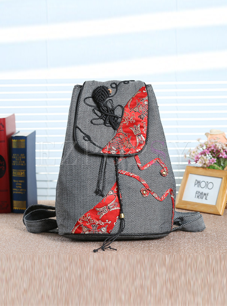 Ethnic Stereoscopic Weaved Canvas Backpack