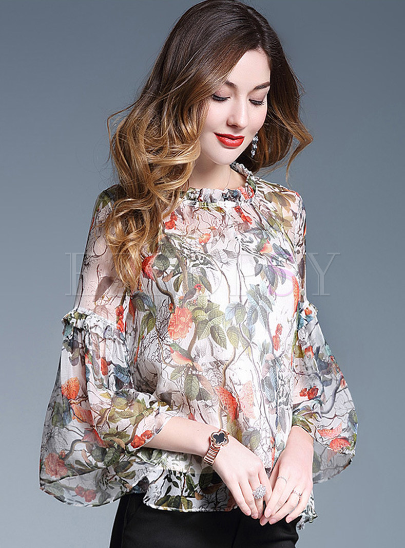 Tops | Blouses | Silk Floral Print Loose Blouse