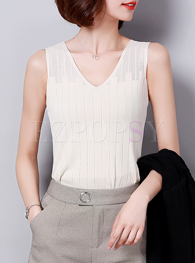 Apricot Brief Knitted Sleeveless Top