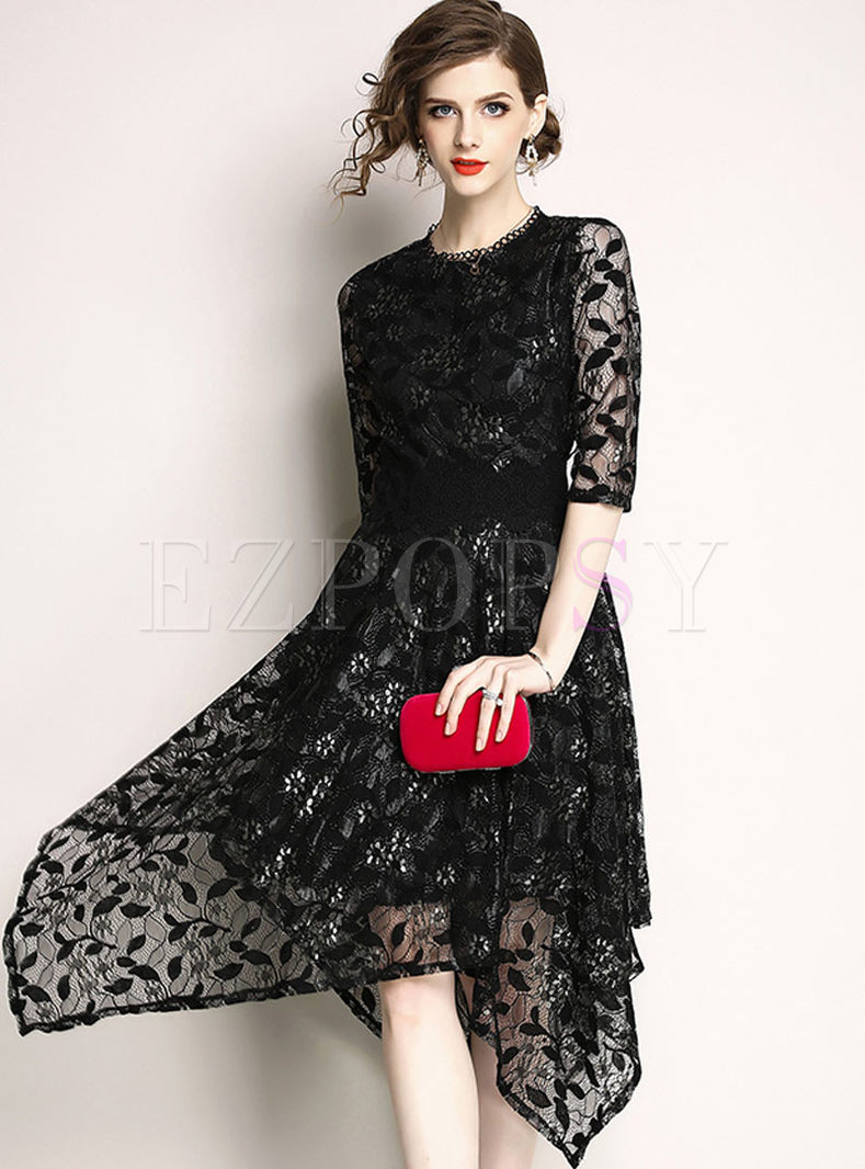 half lace dress