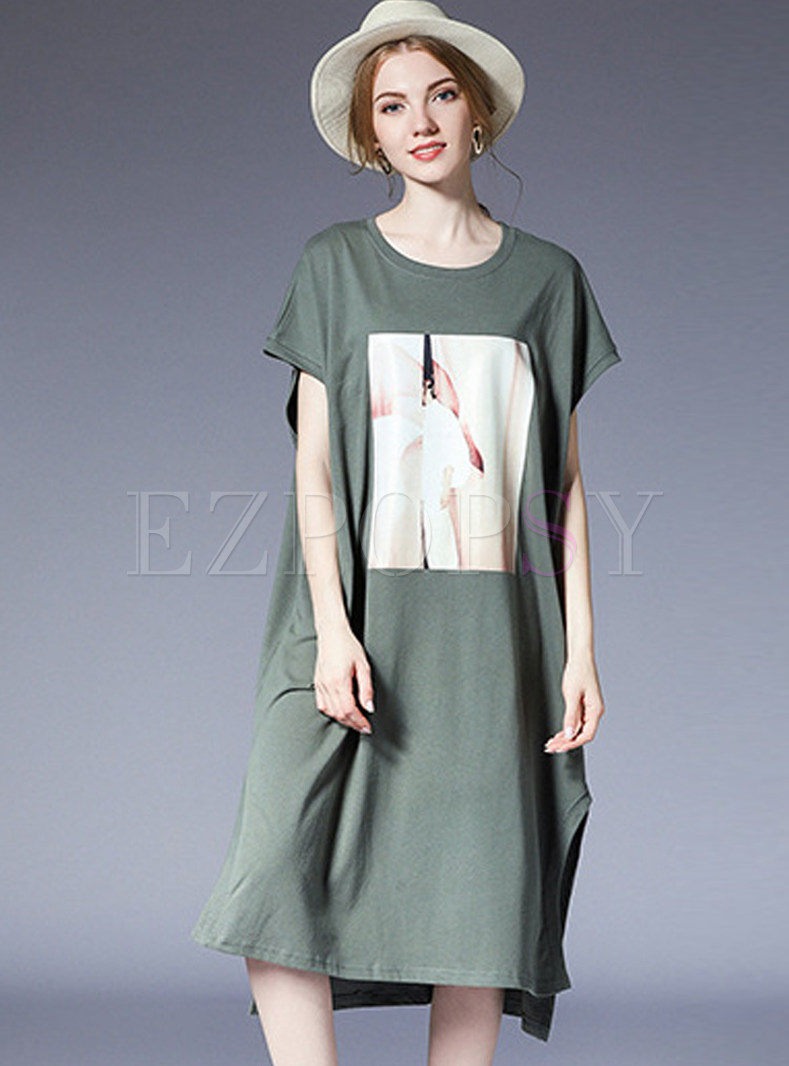 Stylish Short Sleeve T-shirt Dress