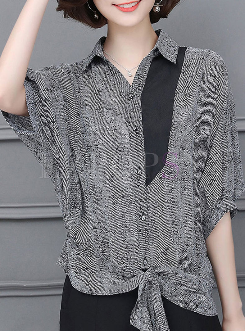 Casual Lapel Single-breasted Tied Blouse