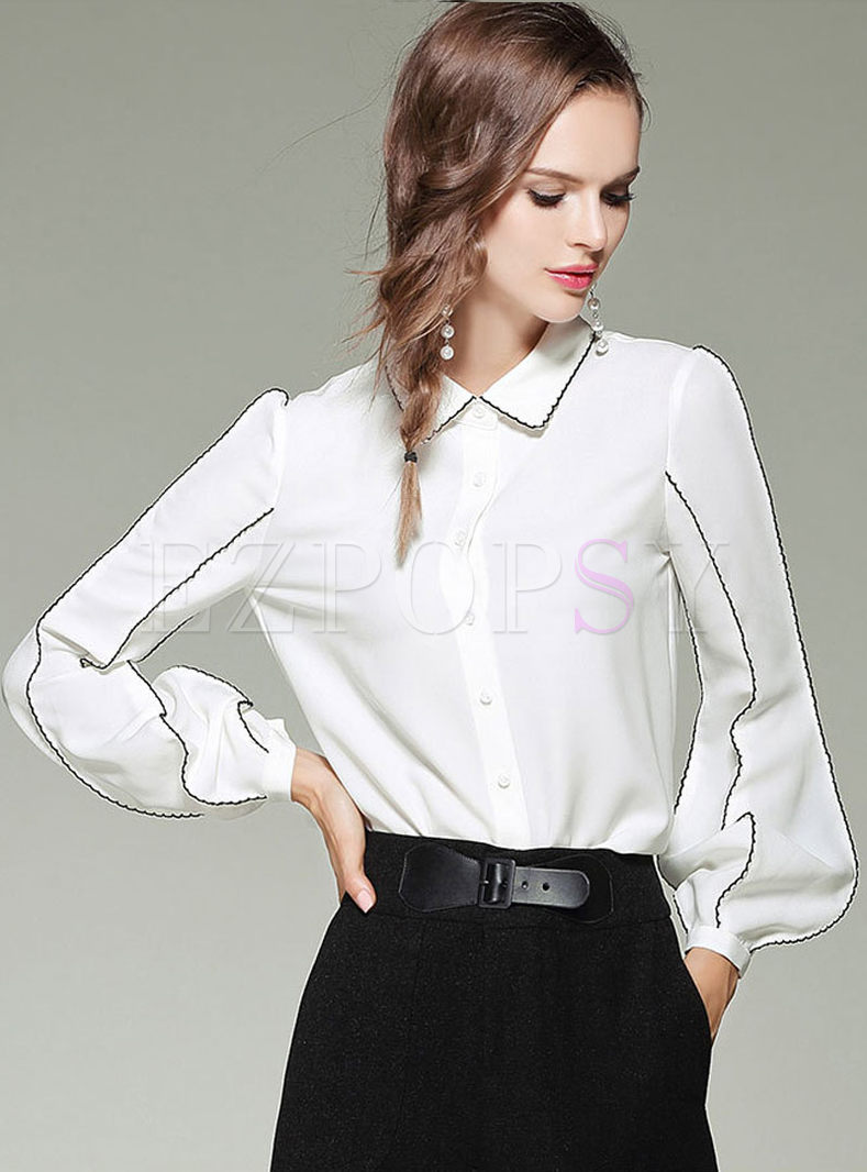 Tops | Blouses | White Puff Sleeve Commuting Blouse