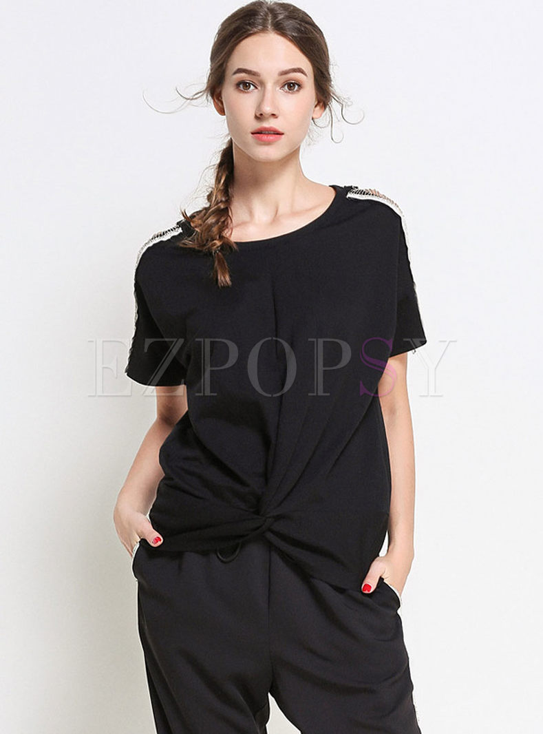 Solid Color All-match Round Neck T-shirt
