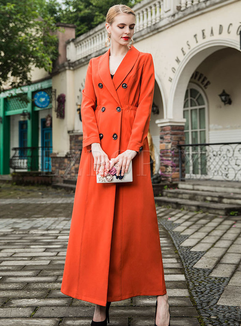 Brief Double-breasted  All-match Long Trench Coat