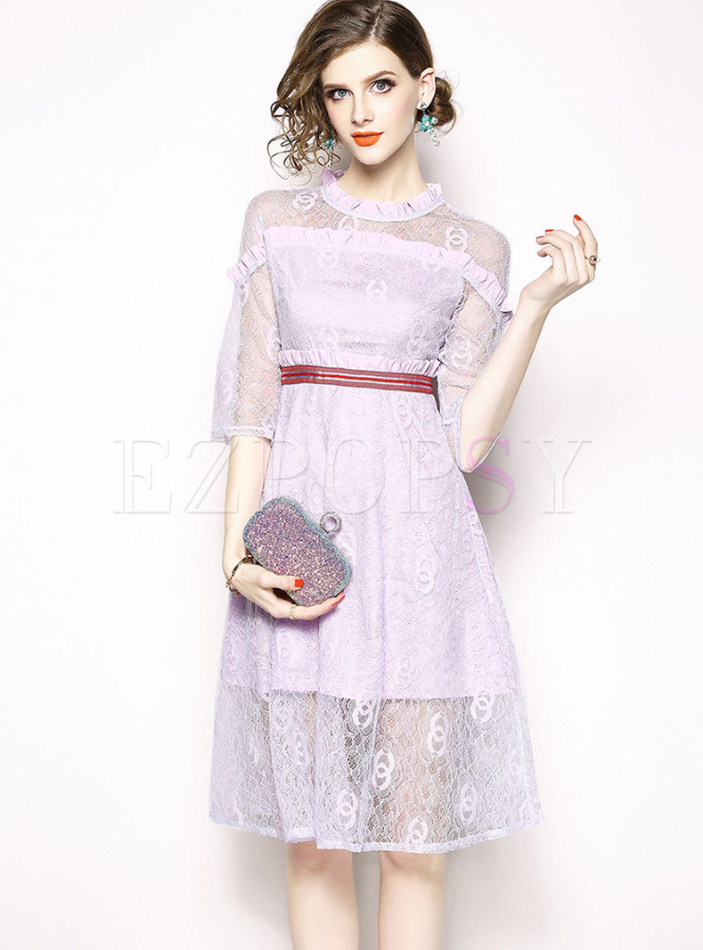 Stylish Lace-Paneled Slim Dress