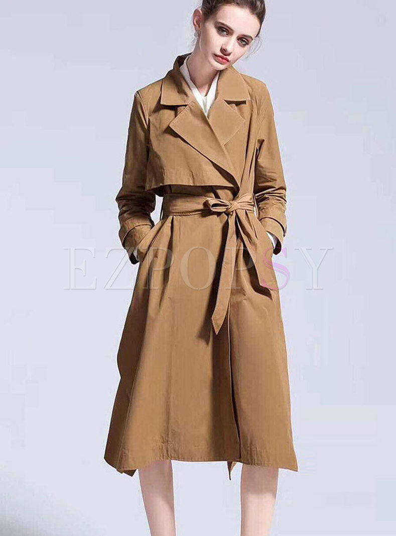 OL Notched Self-Tie Trench Coat