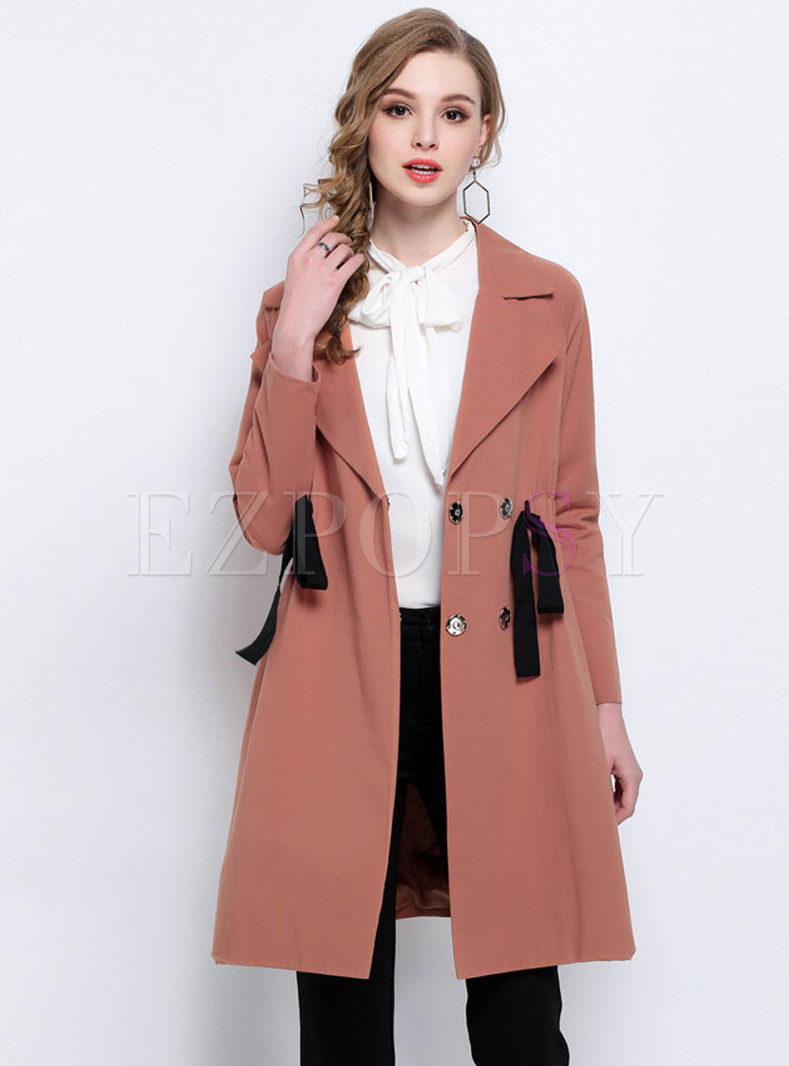 Double-breasted Lapel High Waist Slim Trench Coat