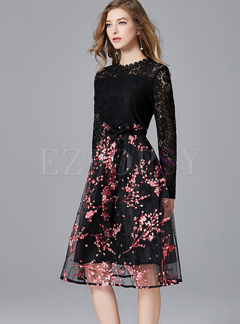 Dresses | Skater Dresses | Lace Plus Size Print Ball Gown Dress