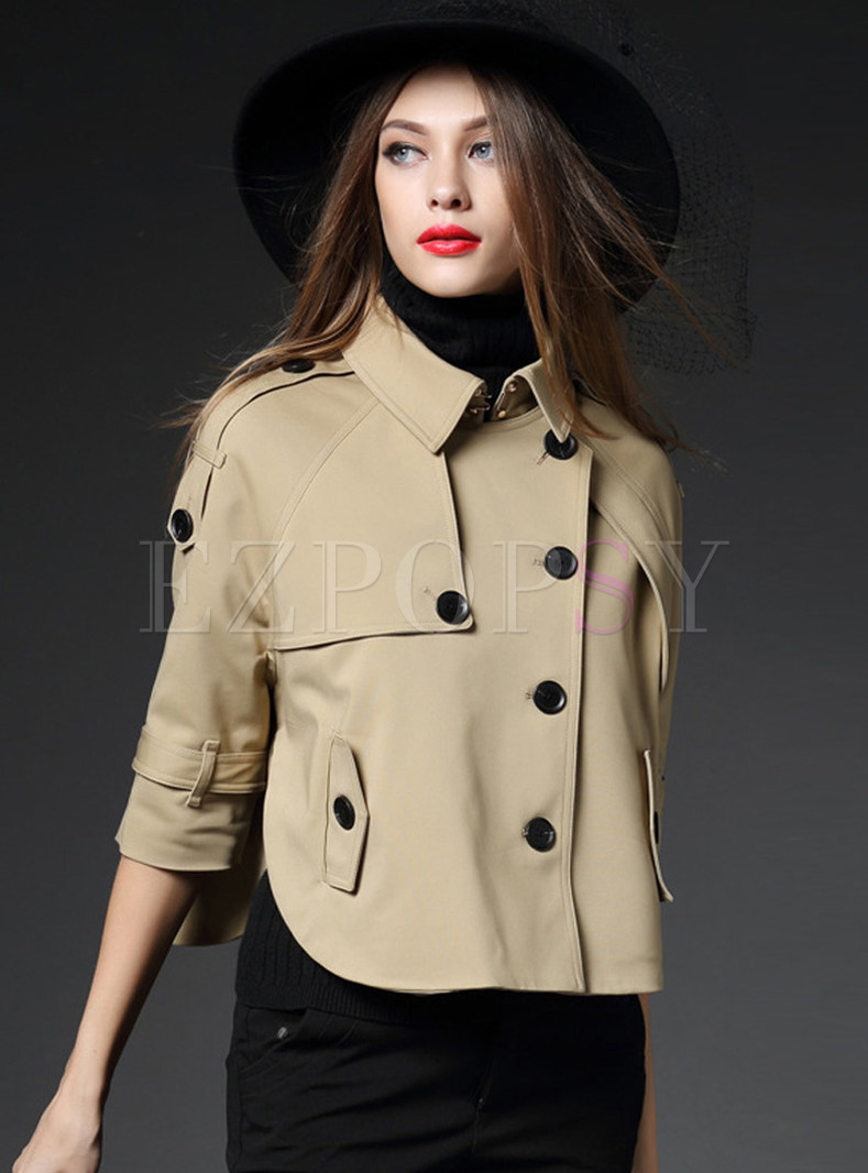 Trendy Lapel Cloak Plus Size Short Trench Coat