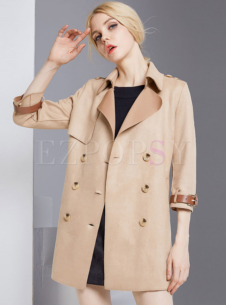 Outwear | Trench Coats | Three Quarters Sleeve Double-breasted Notched ...
