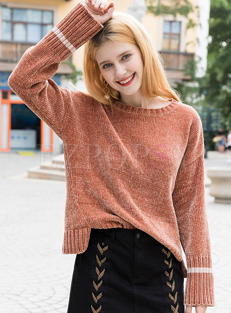 Loose Hit Color O-neck Sweater