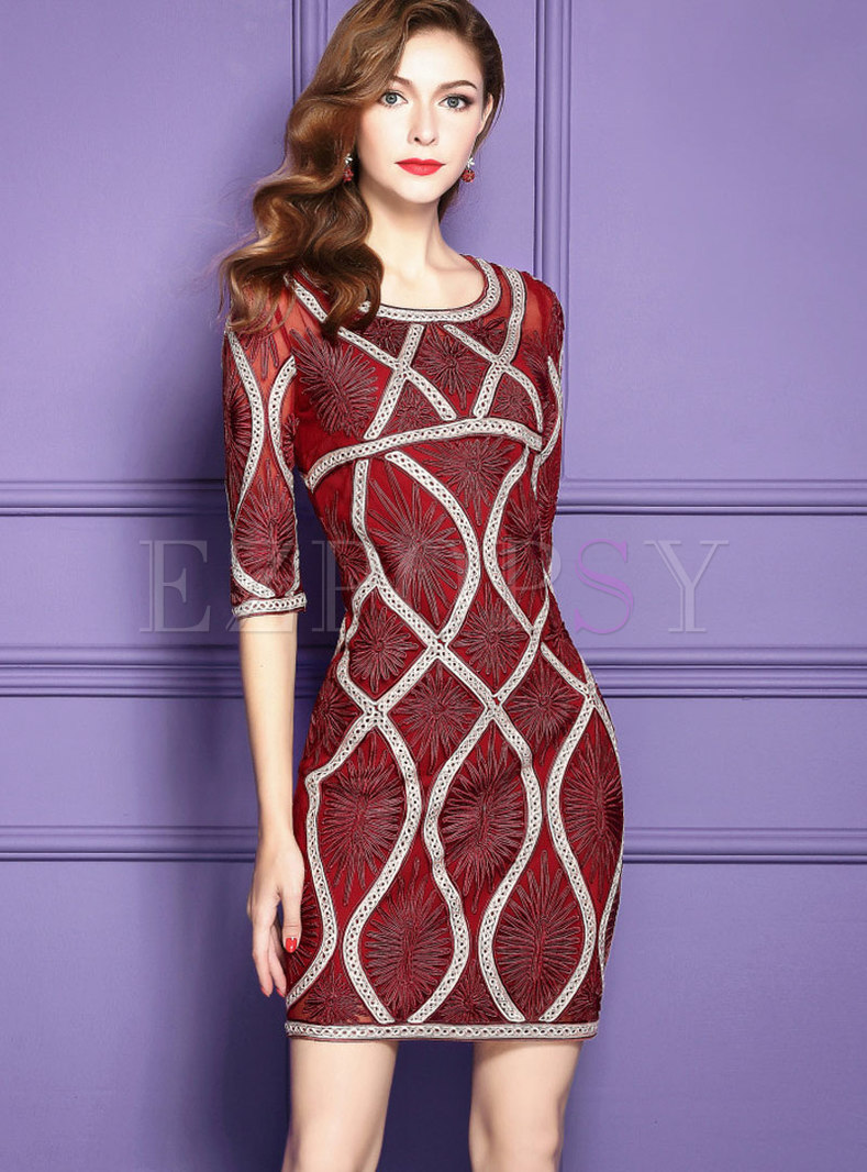 wine colored sheath dress