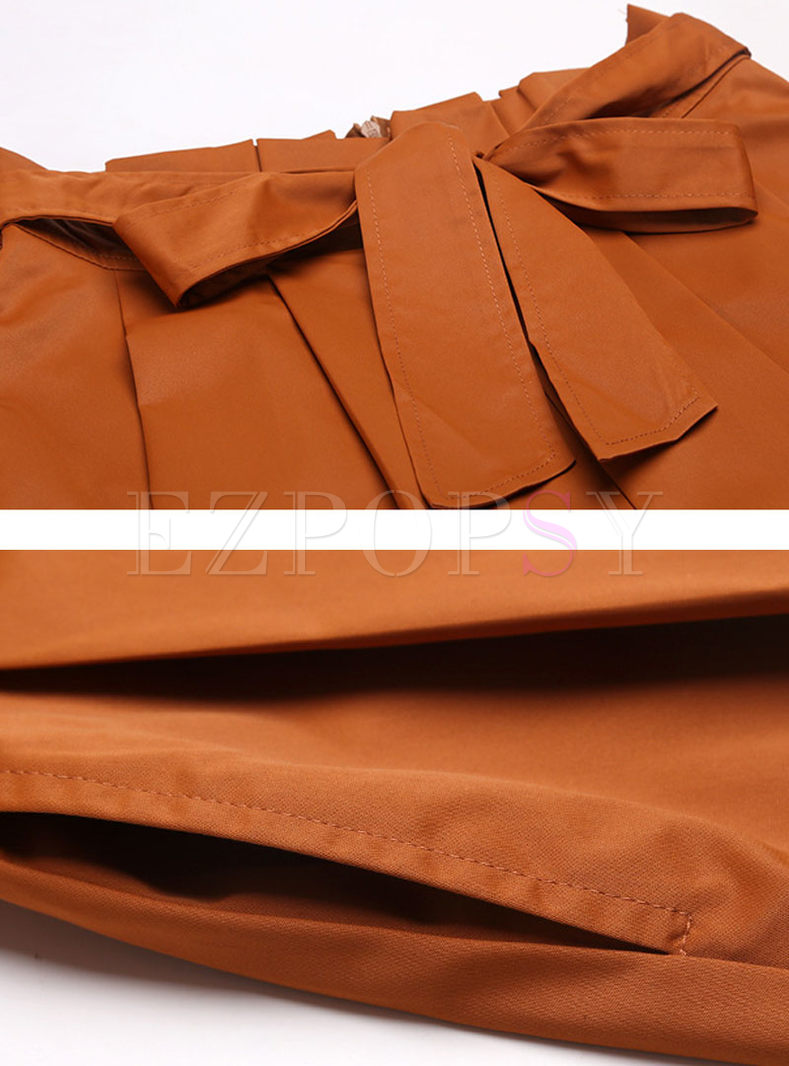 Skirts | Skirts | Stylish Pure Color Belted Hem Pleated Skirt