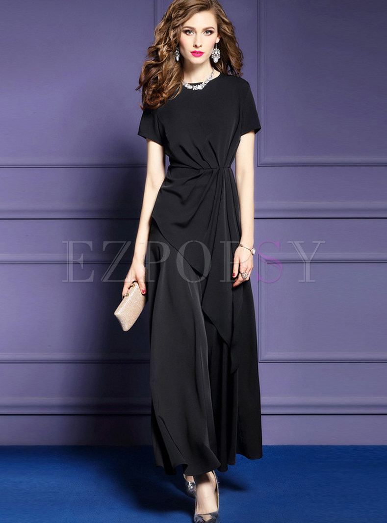 Casual Pure Color O-neck Loose Two Piece Outfits