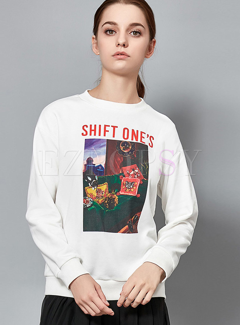 Fashion Casual Long Sleeve Print Sweatshirt