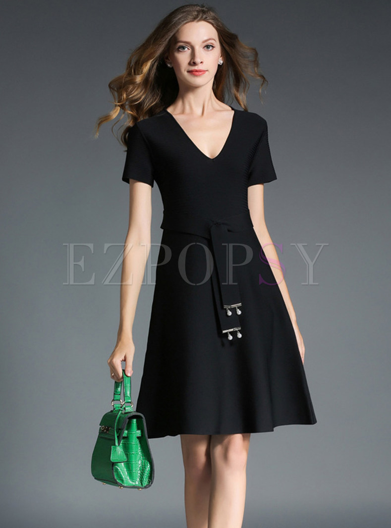 short sleeve flare dress