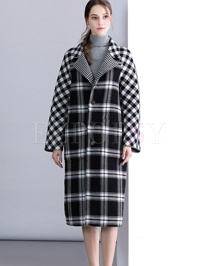Outwear | Jackets/Coats | Casual Grey Plaid Lapel Single-breasted ...