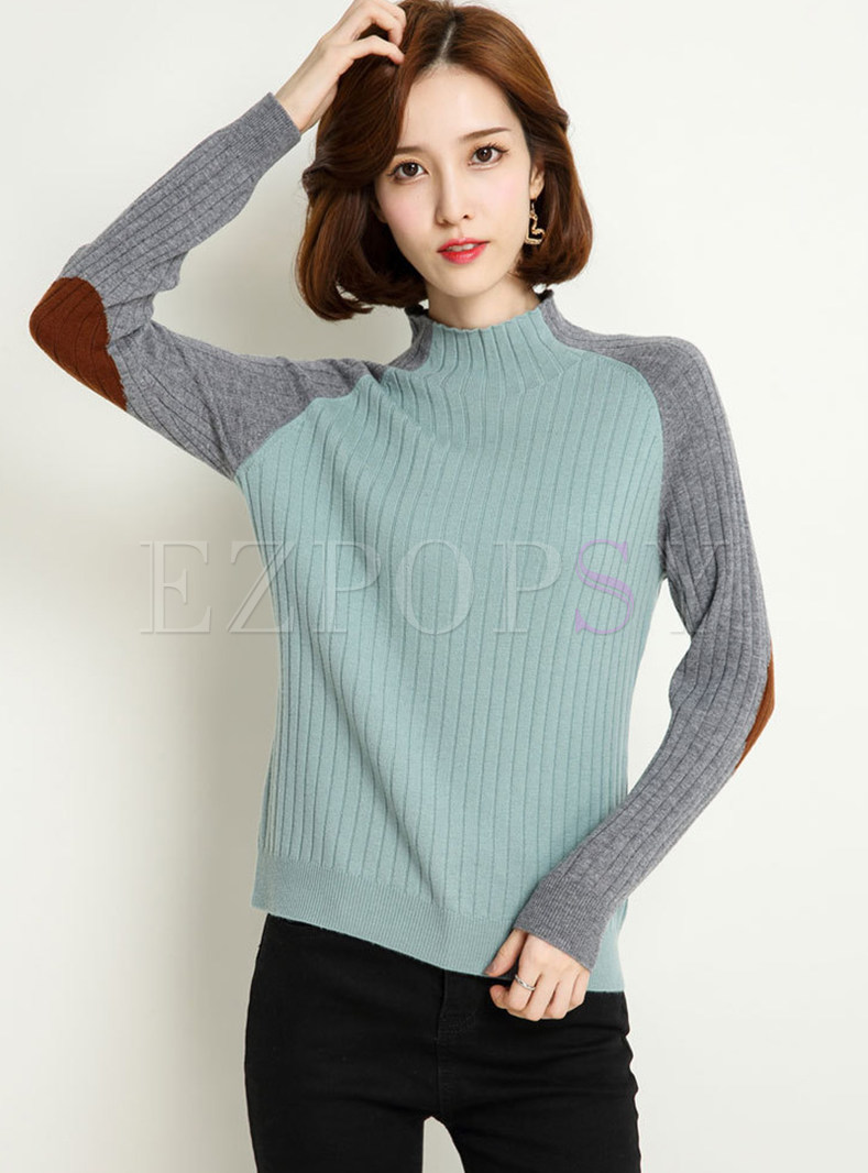 Chic Color-blocked Slim Easy-matching Knitted Sweater