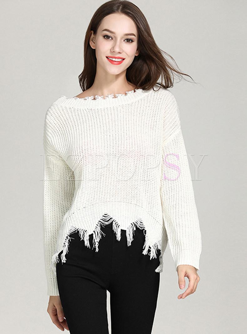 Sexy Backless Irregular Plus Size Knitted Blouse