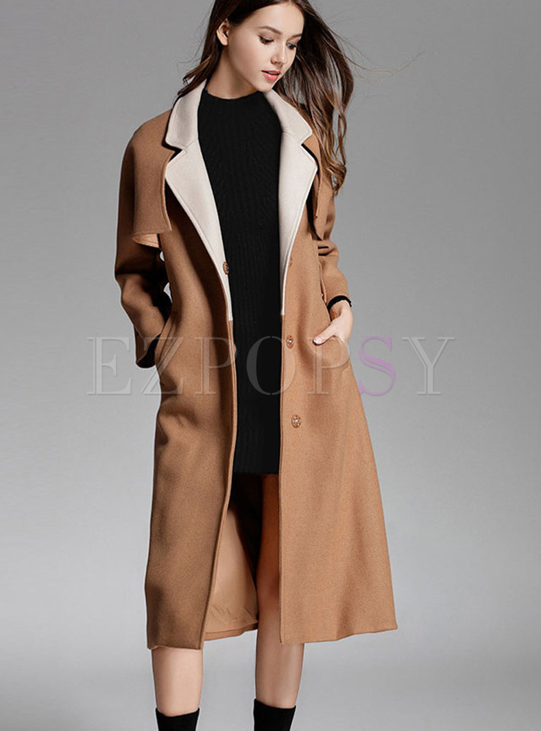 Outwear | Jackets/Coats | Camel Bat Sleeve Wool Knee-length Overcoat