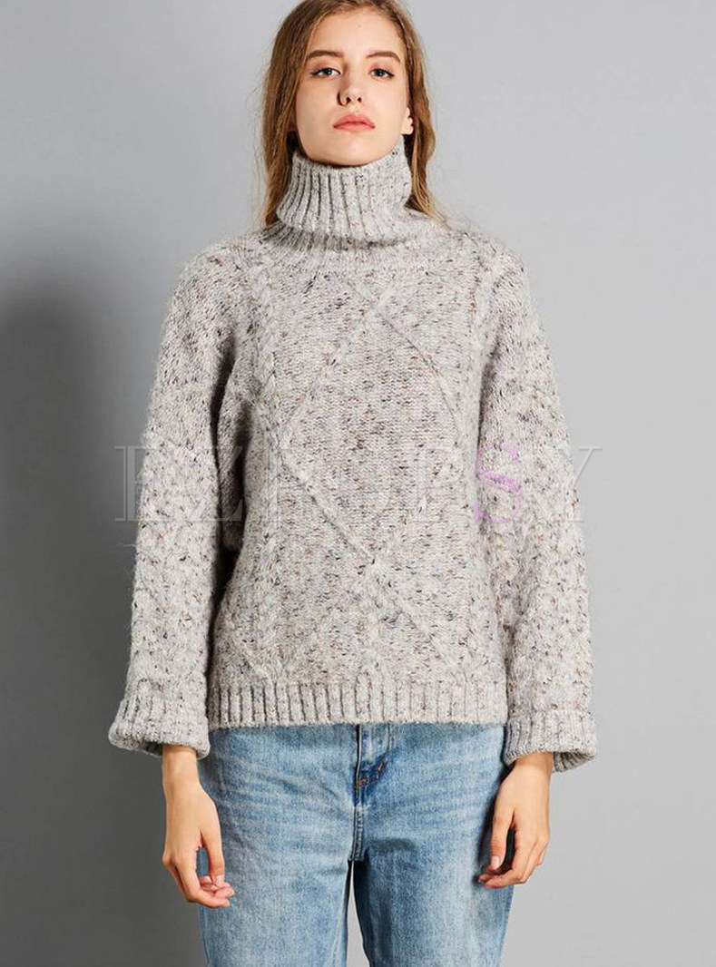 Casual Turtle Neck Plus Size Pullover Sweater