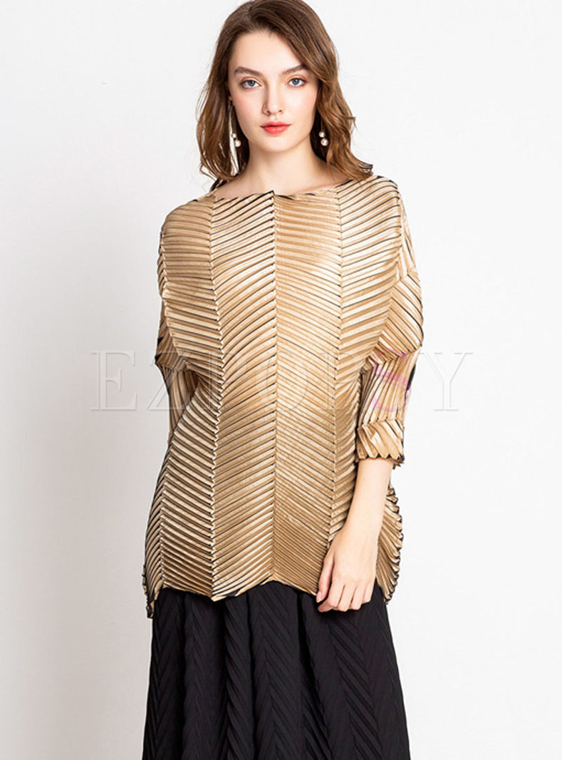 Trendy All Matched Shirred Plus Size Straight T-Shirt 