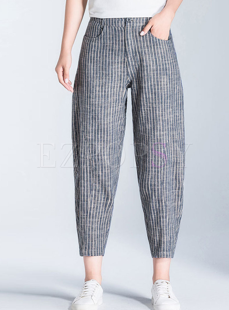 Casual Striped Breathable Harem Pants