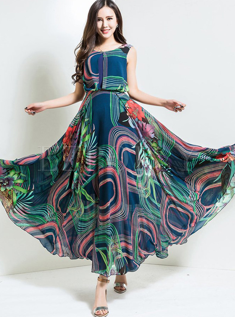 Dresses | Maxi Dresses | Stylish Oversize High Waist Print Maxi Dress