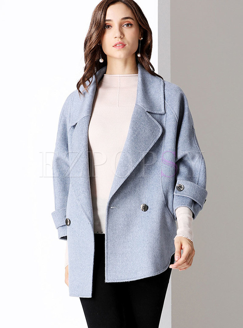Outwear | Jackets/Coats | Brief Blue Notched Asymmetric Double-sided ...