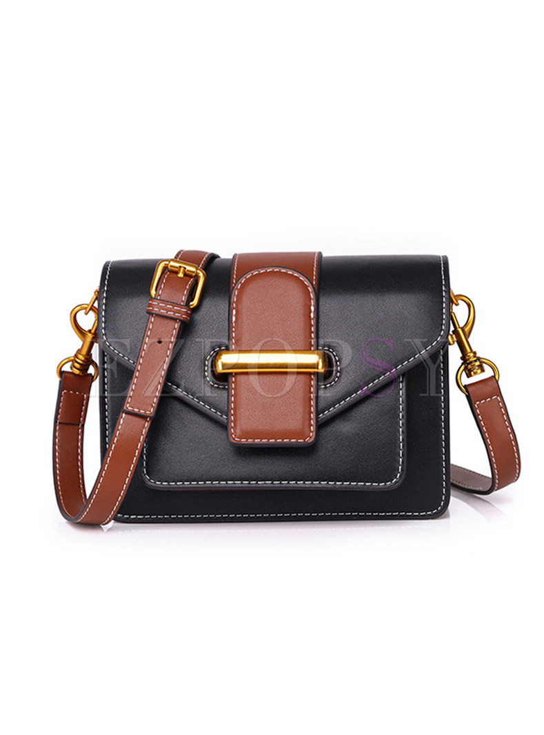 Bags | Bags | Street Color-blocked Genuine Leather Crossbody Bag
