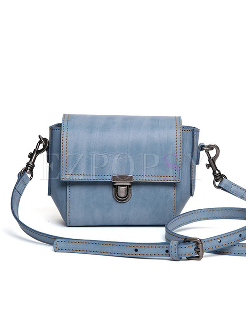 Fashion Vintage Genuine Leather Crossbody Bag With Zipper