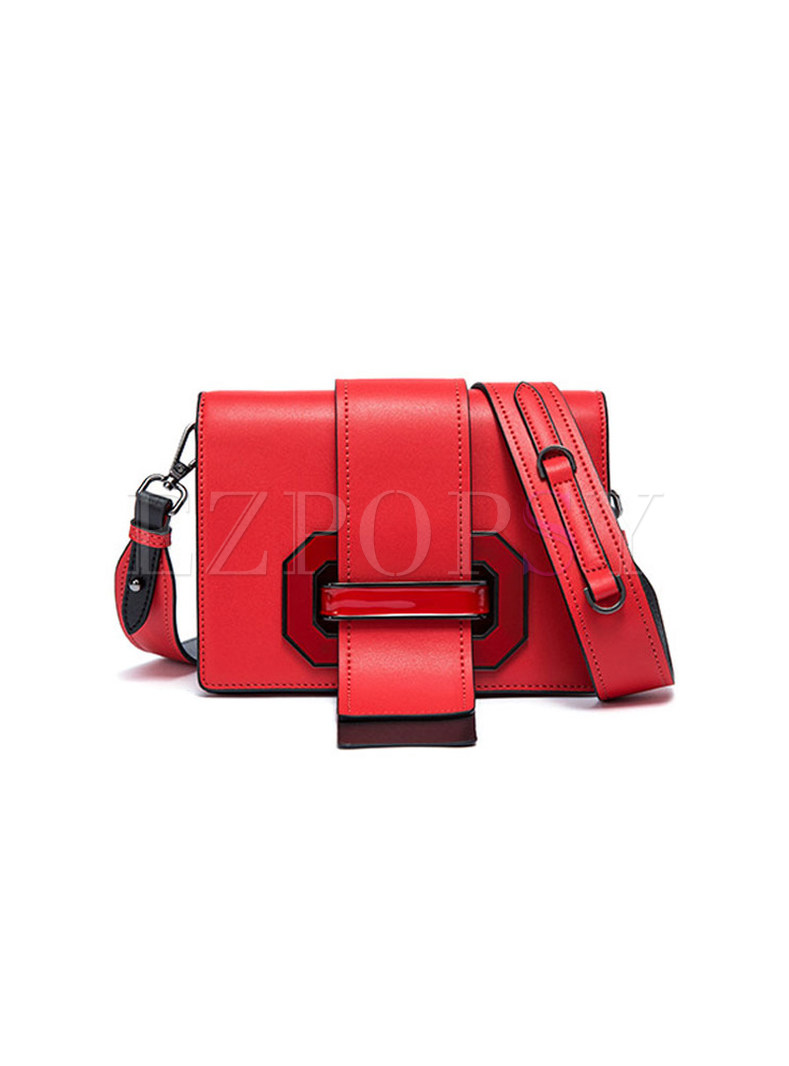 Chic Color-block Cowhide Crossbody Bag