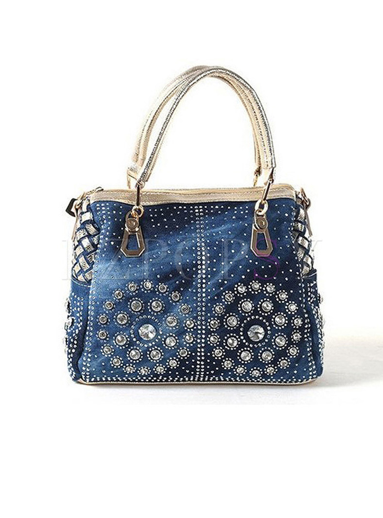Chic Weave Drilling Top Handle Bag